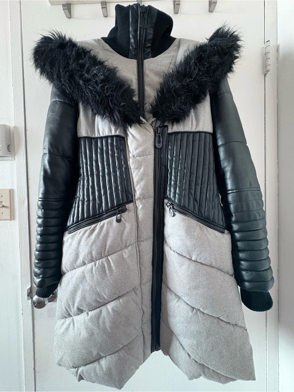 Noize Gigi Mid-Length Winter Parka with Faux Fur Hood - Size Medium